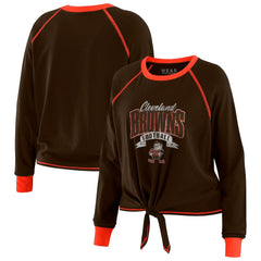 Cleveland Browns WEAR by Erin Andrews Women's Tie-Front Long Sleeve Top - Brown/Orange - NFL