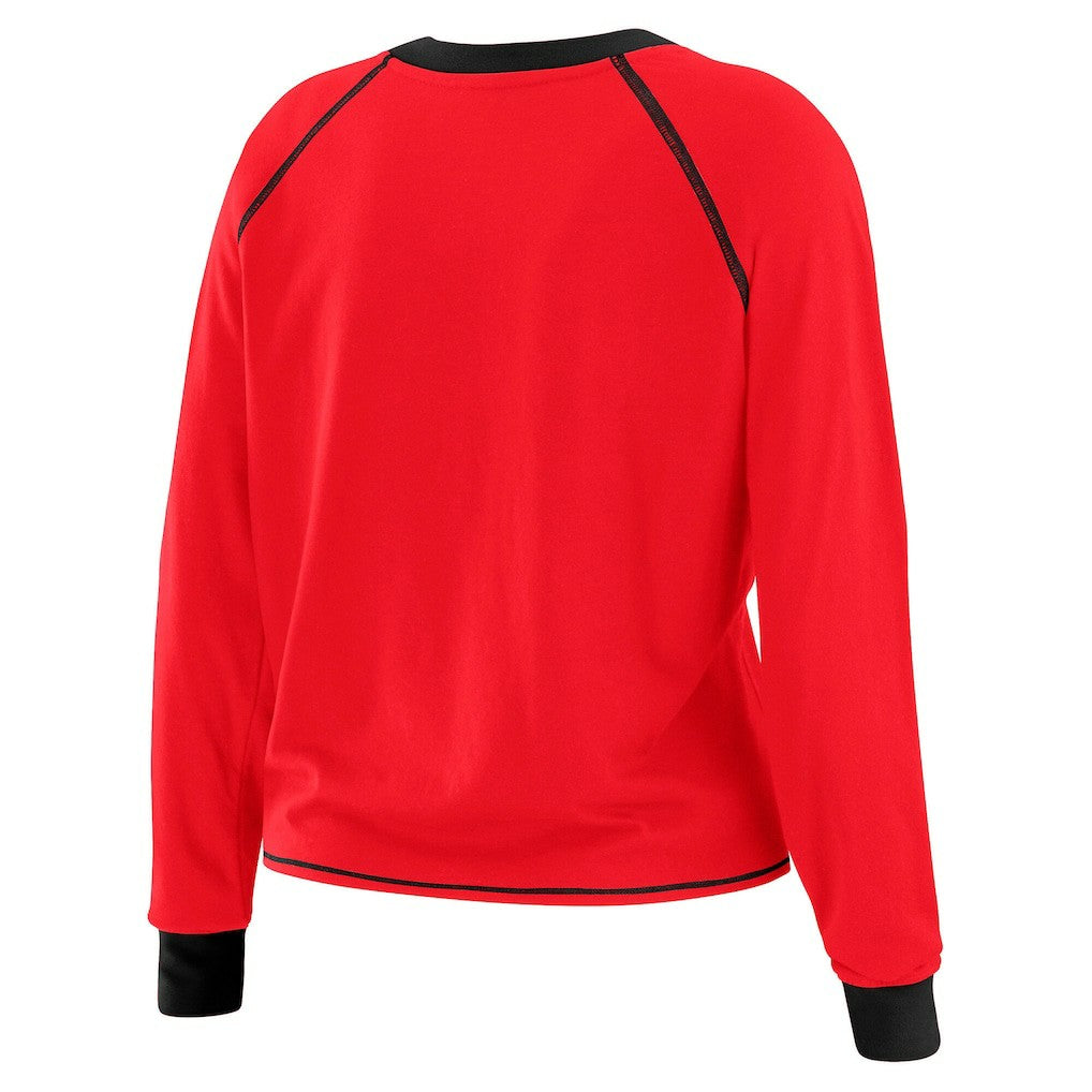 Atlanta Falcons WEAR by Erin Andrews Women's Tie-Front Long Sleeve Top - Red/Black - NFL