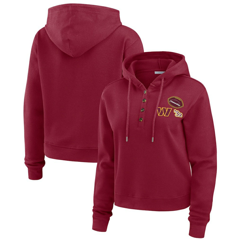 Washington Commanders WEAR by Erin Andrews Women's Waffle Hoodie Pullover Top - Burgundy - NFL
