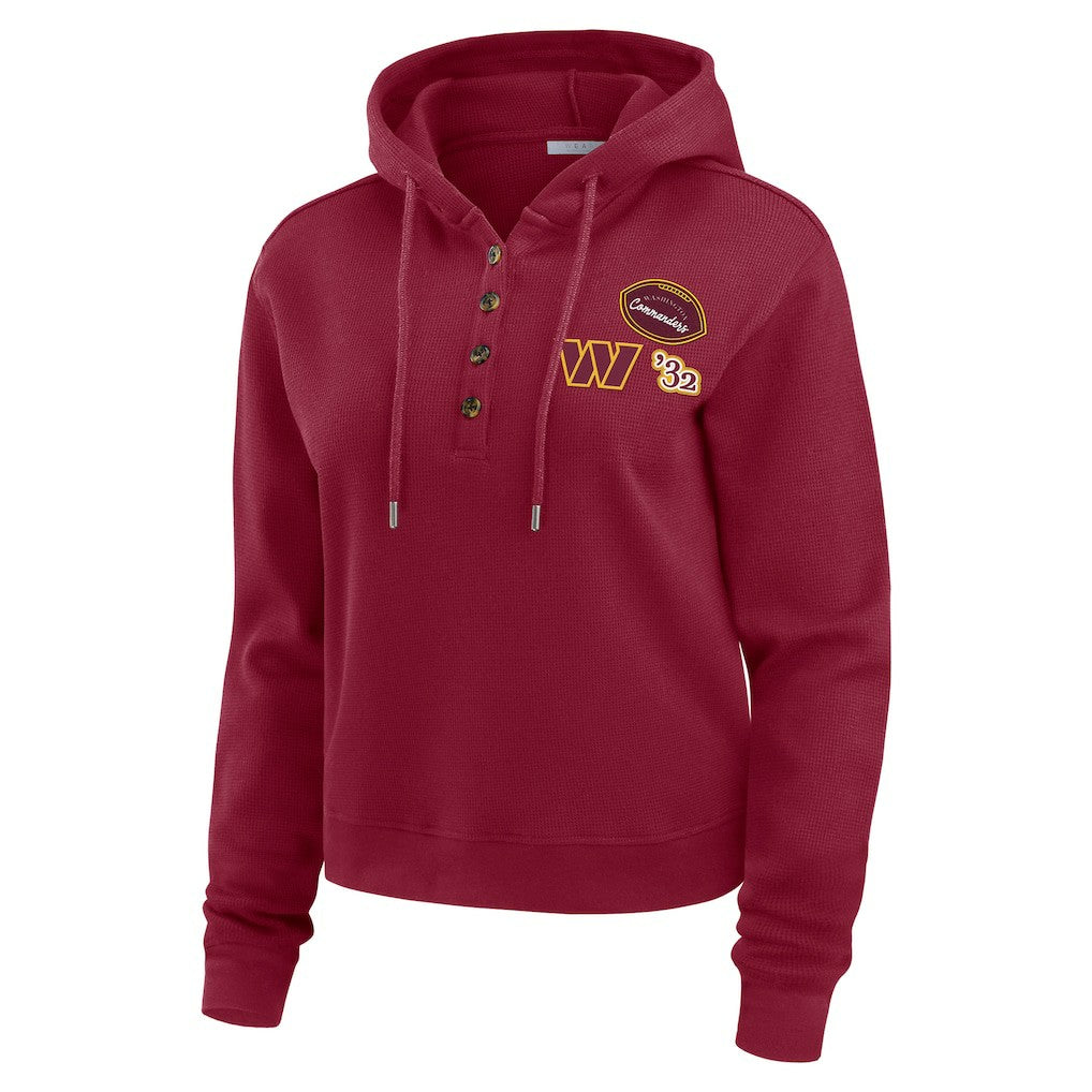 Washington Commanders WEAR by Erin Andrews Women's Waffle Hoodie Pullover Top - Burgundy - NFL