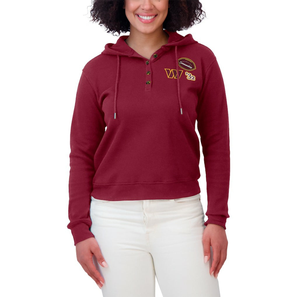 Washington Commanders WEAR by Erin Andrews Women's Waffle Hoodie Pullover Top - Burgundy - NFL