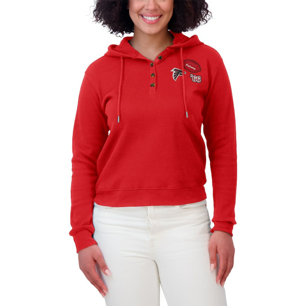 Atlanta Falcons WEAR by Erin Andrews Women's Waffle Hoodie Pullover Top - Scarlet - NFL