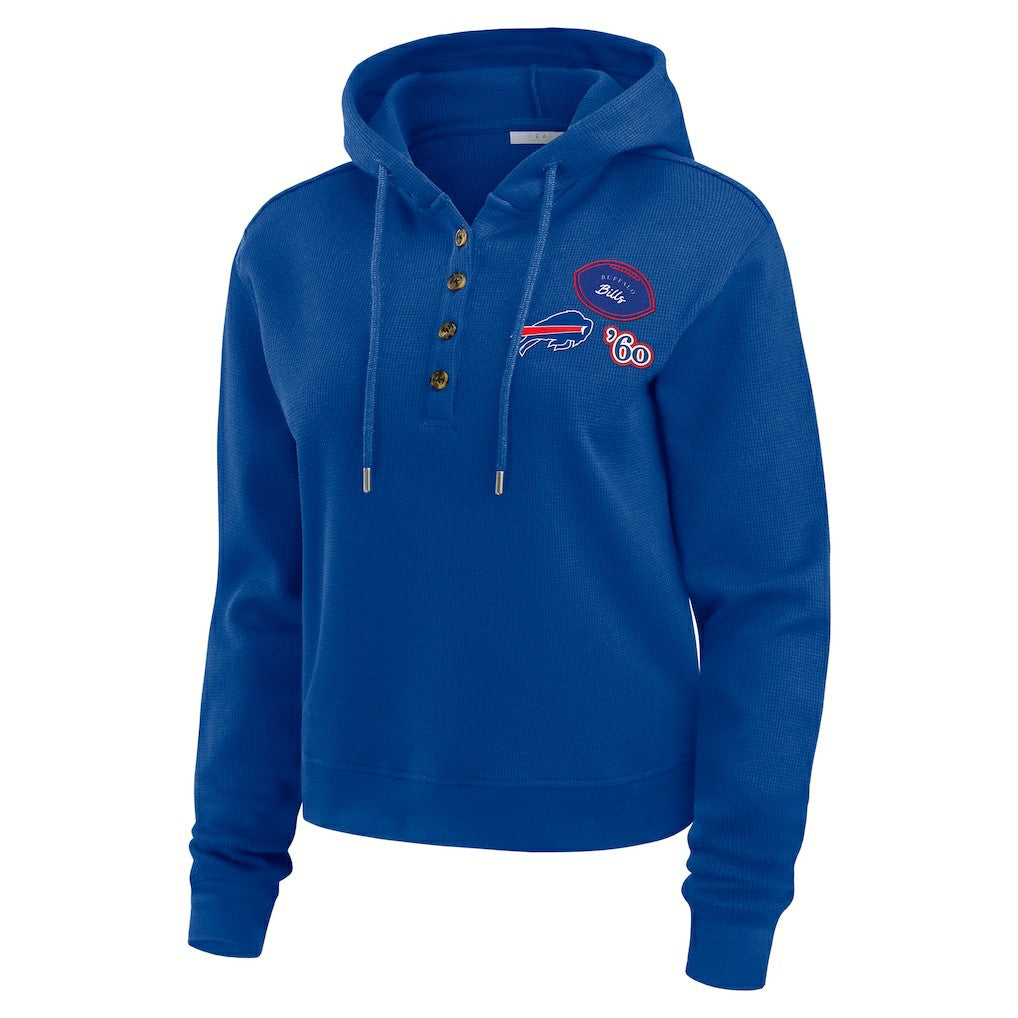 Buffalo Bills WEAR by Erin Andrews Women's Waffle Hoodie Pullover Top - Royal - NFL