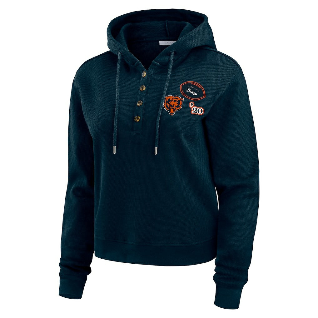 Chicago Bears WEAR by Erin Andrews Women's Waffle Hoodie Pullover Top - Navy - NFL