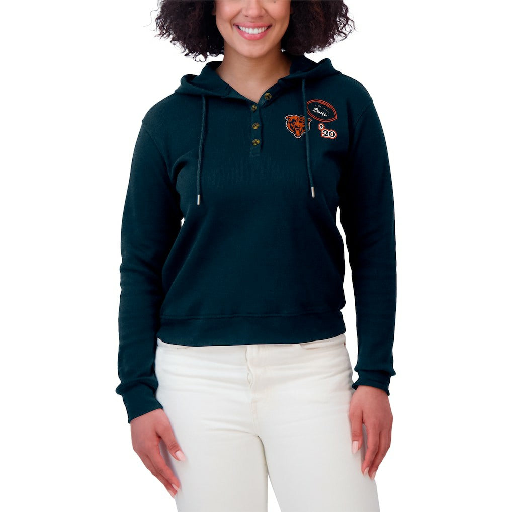 Chicago Bears WEAR by Erin Andrews Women's Waffle Hoodie Pullover Top - Navy - NFL