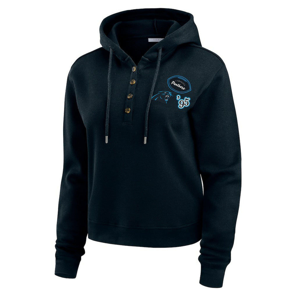 Carolina Panthers WEAR by Erin Andrews Women's Waffle Hoodie Pullover Top - Navy - NFL