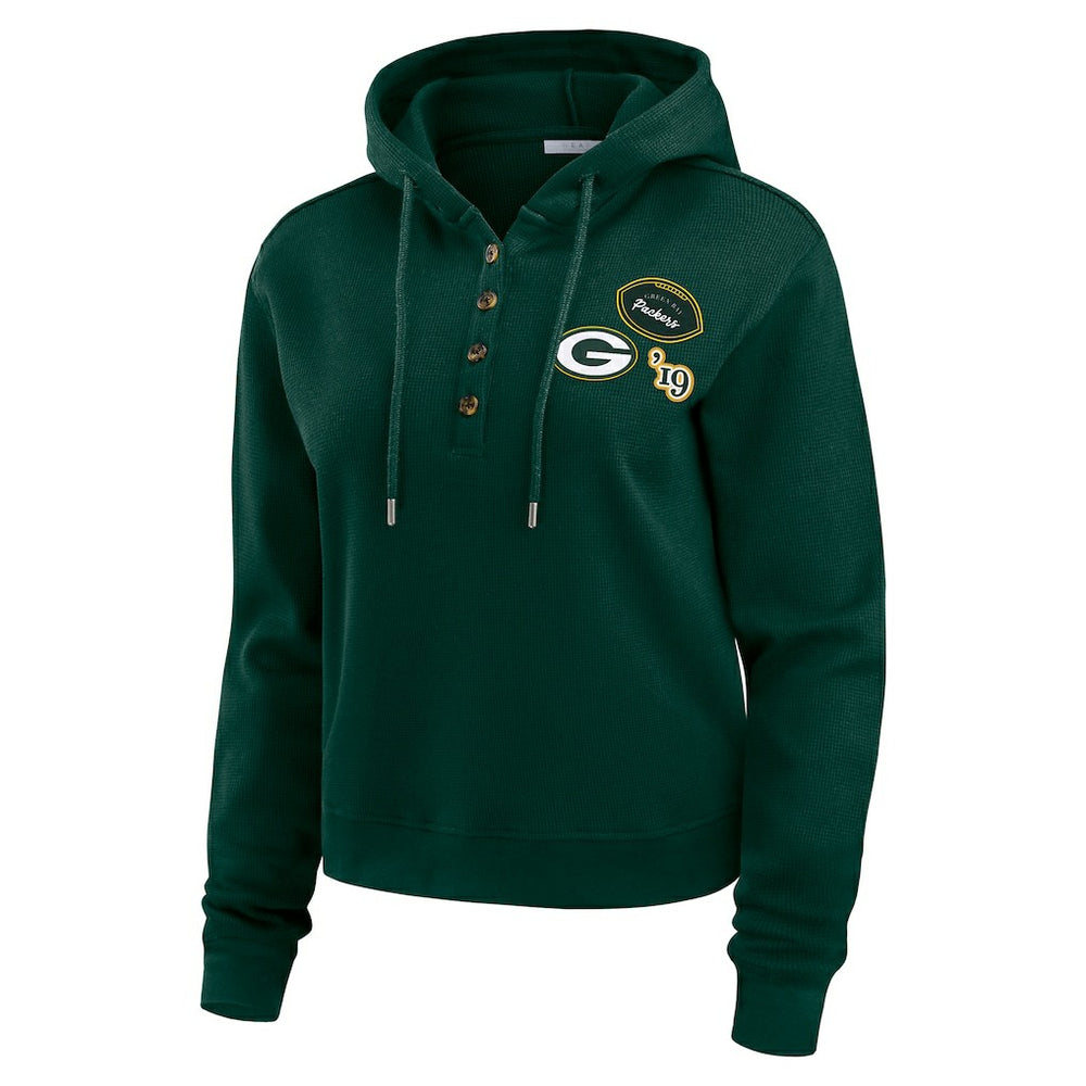 Green Bay Packers WEAR by Erin Andrews Women's Waffle Hoodie Pullover Top - Green - NFL