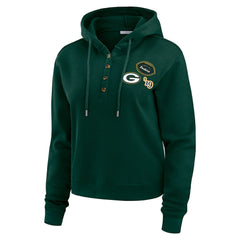 Green Bay Packers WEAR by Erin Andrews Women's Waffle Hoodie Pullover Top - Green - NFL