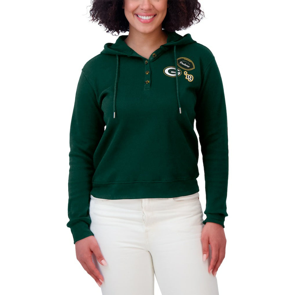 Green Bay Packers WEAR by Erin Andrews Women's Waffle Hoodie Pullover Top - Green - NFL