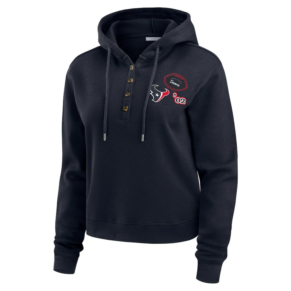 Houston Texans WEAR by Erin Andrews Women's Waffle Hoodie Pullover Top - Navy - NFL