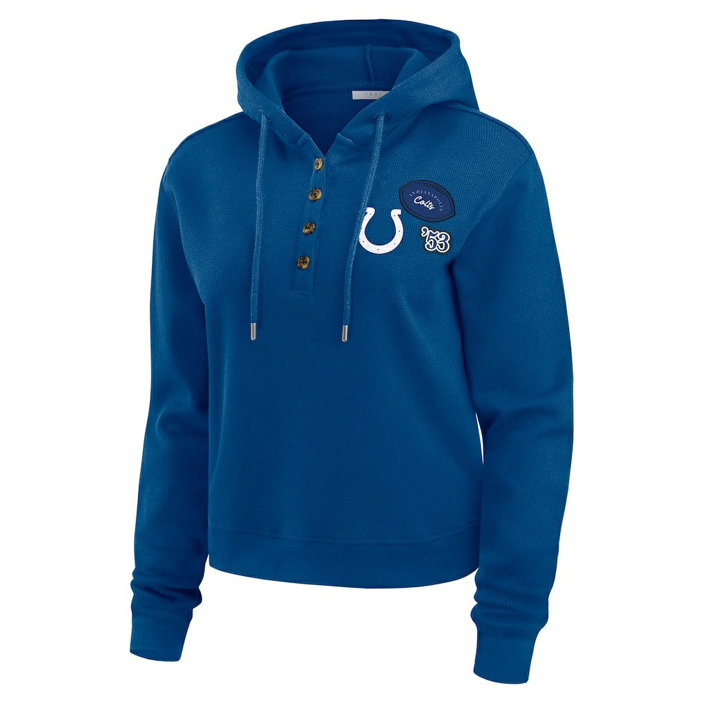 Indianapolis Colts WEAR by Erin Andrews Women's Waffle Hoodie Pullover Top - Blue - NFL