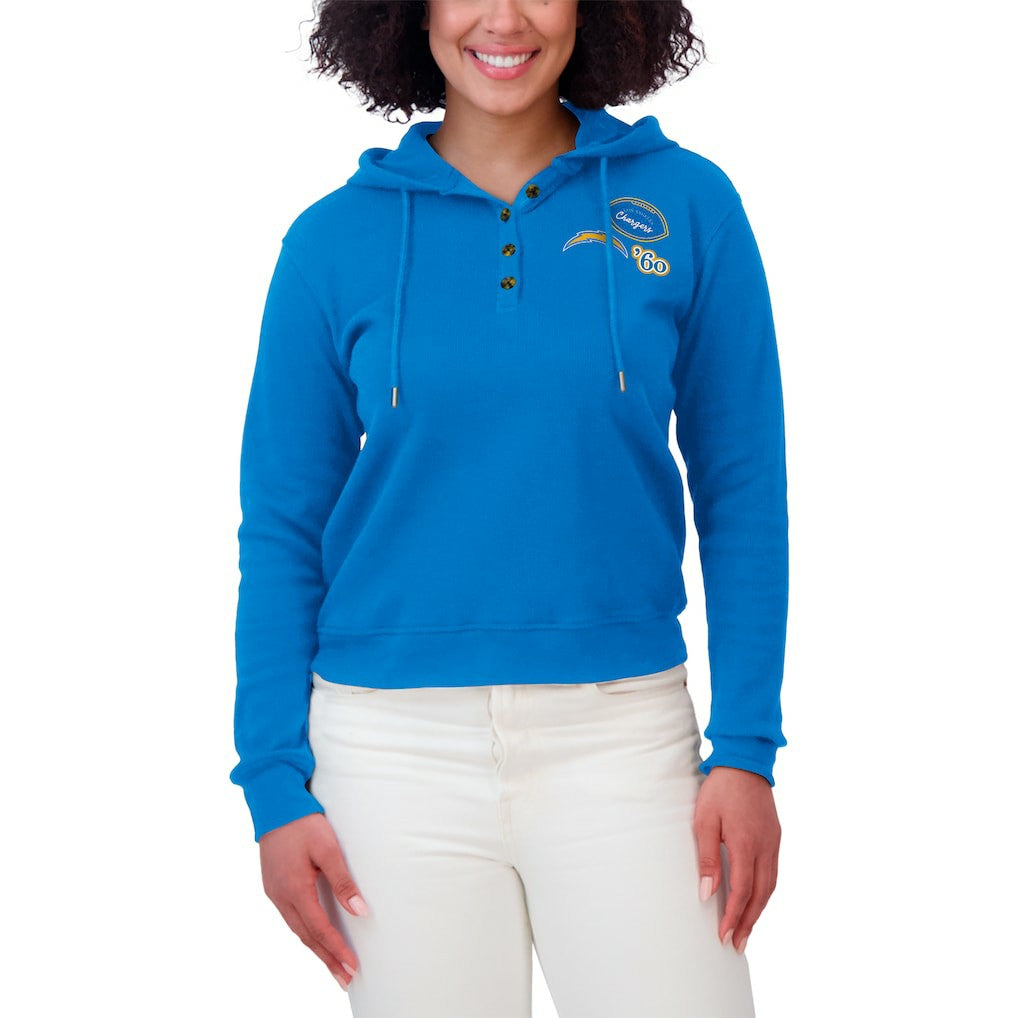 Los Angeles Chargers WEAR by Erin Andrews Women's Waffle Hoodie Pullover Top - Powder Blue - NFL