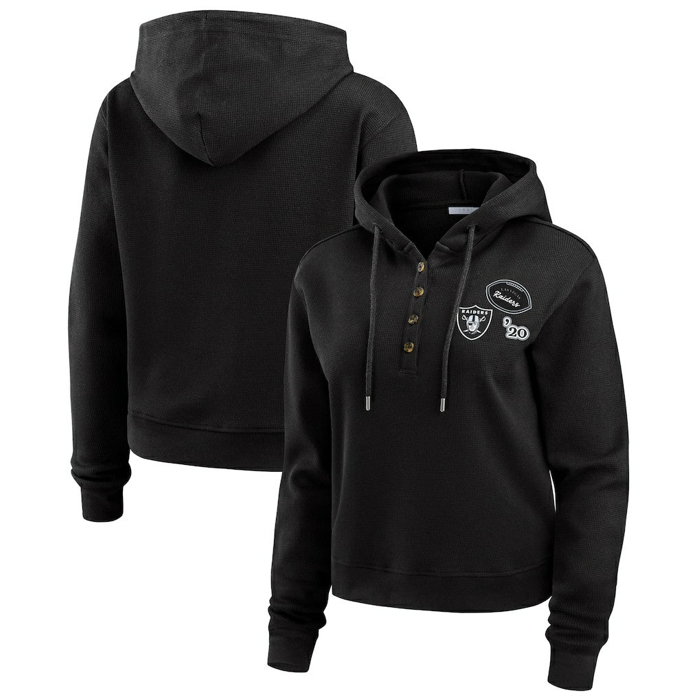 Las Vegas Raiders WEAR by Erin Andrews Women's Waffle Hoodie Pullover Top - Black - NFL