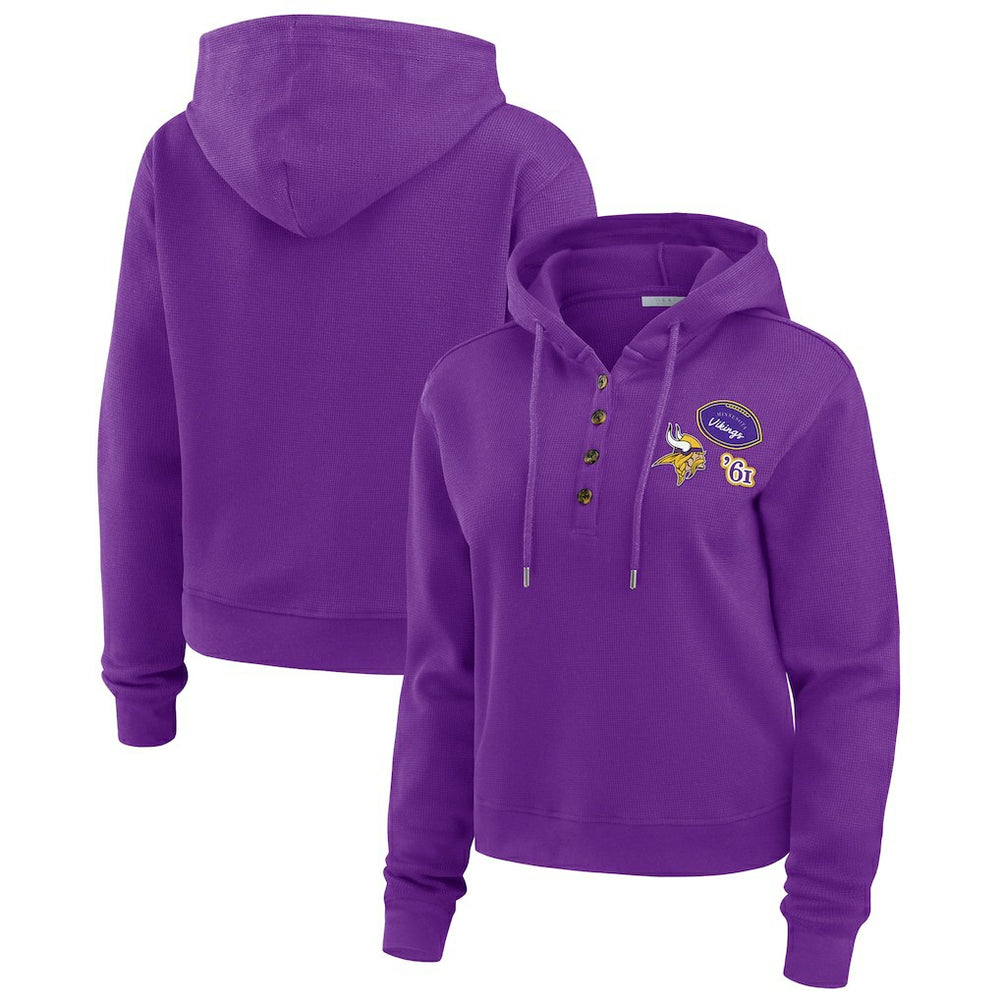 Minnesota Vikings WEAR by Erin Andrews Women's Waffle Hoodie Pullover Top - Purple - NFL