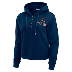 New England Patriots WEAR by Erin Andrews Women's Waffle Hoodie Pullover Top - Navy - NFL
