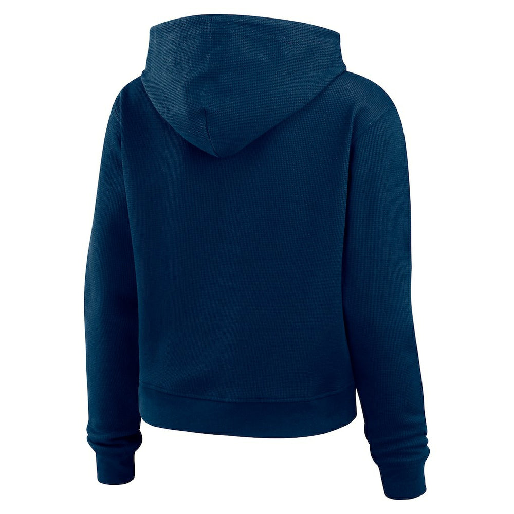 New England Patriots WEAR by Erin Andrews Women's Waffle Hoodie Pullover Top - Navy - NFL