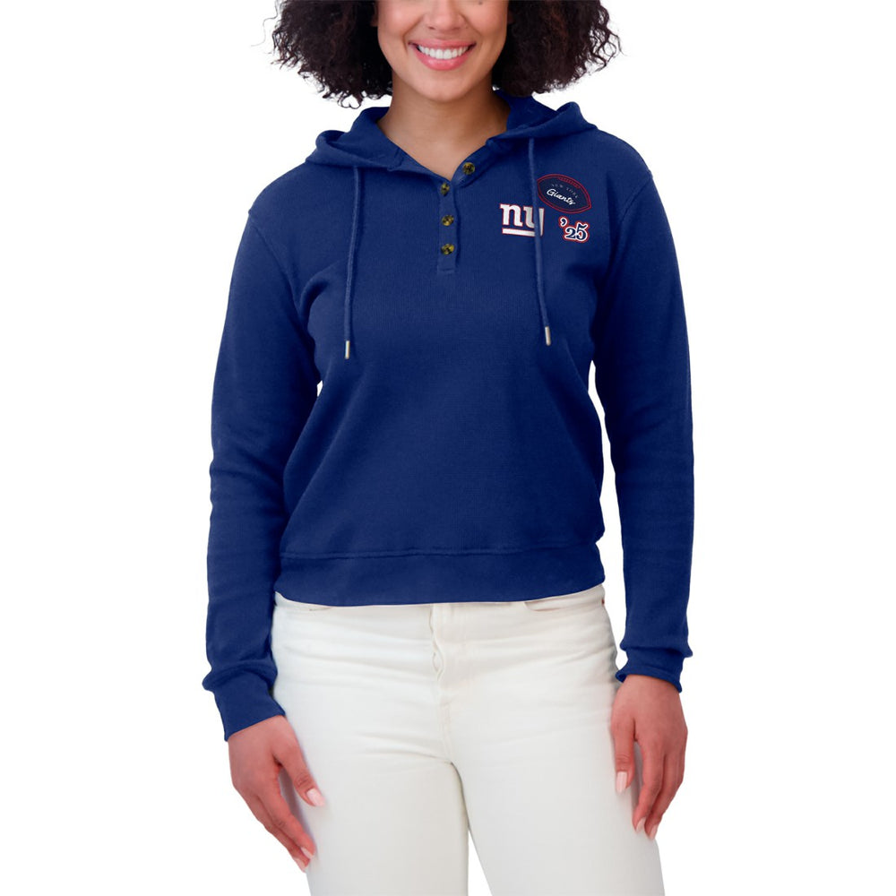 New York Giants WEAR by Erin Andrews Women's Waffle Hoodie Pullover Top - Royal - NFL