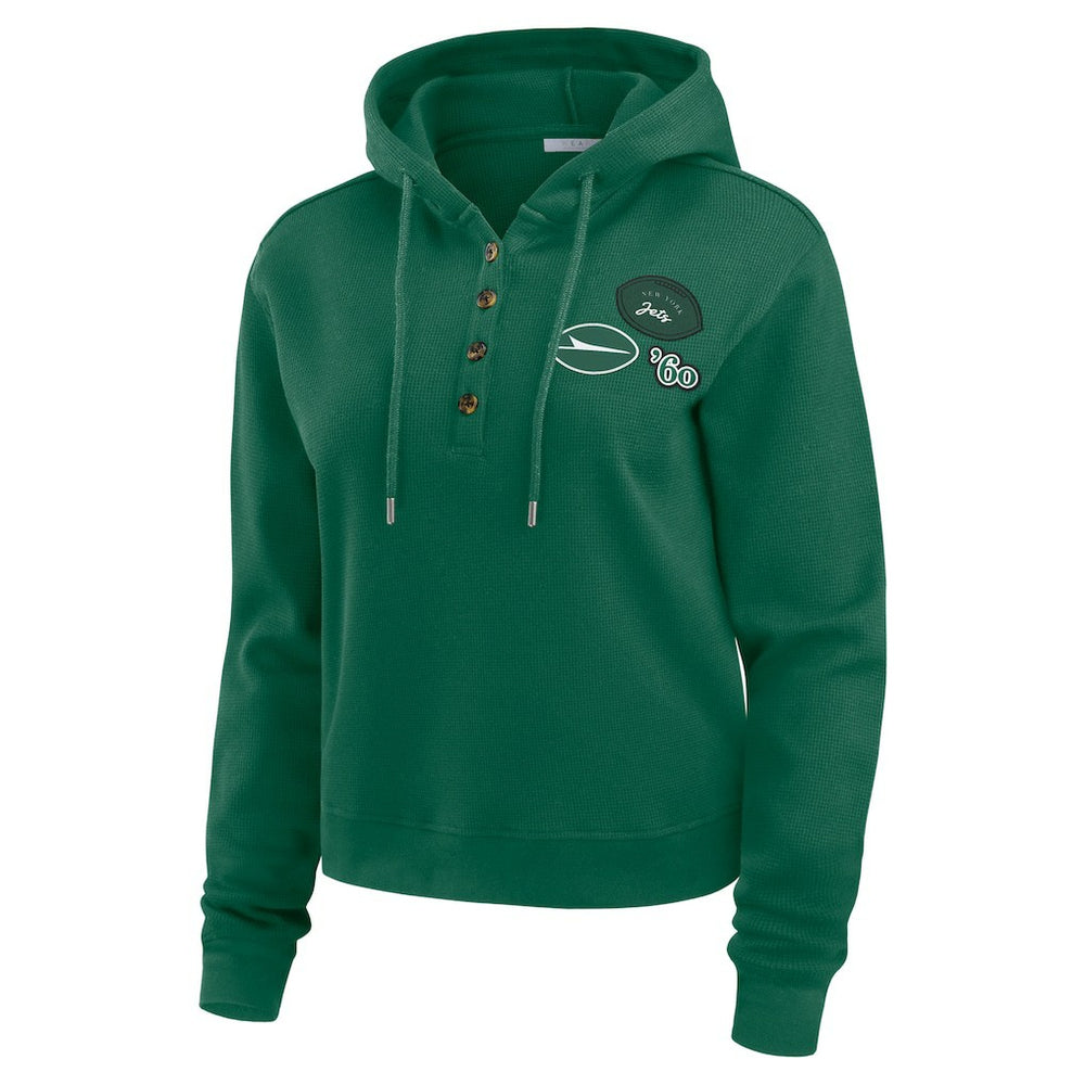 New York Jets WEAR by Erin Andrews Women's Waffle Hoodie Pullover Top - Green - NFL