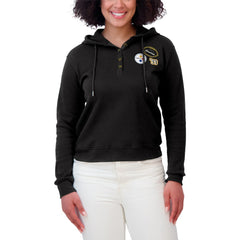 Pittsburgh Steelers WEAR by Erin Andrews Women's Waffle Hoodie Pullover Top - Black - NFL