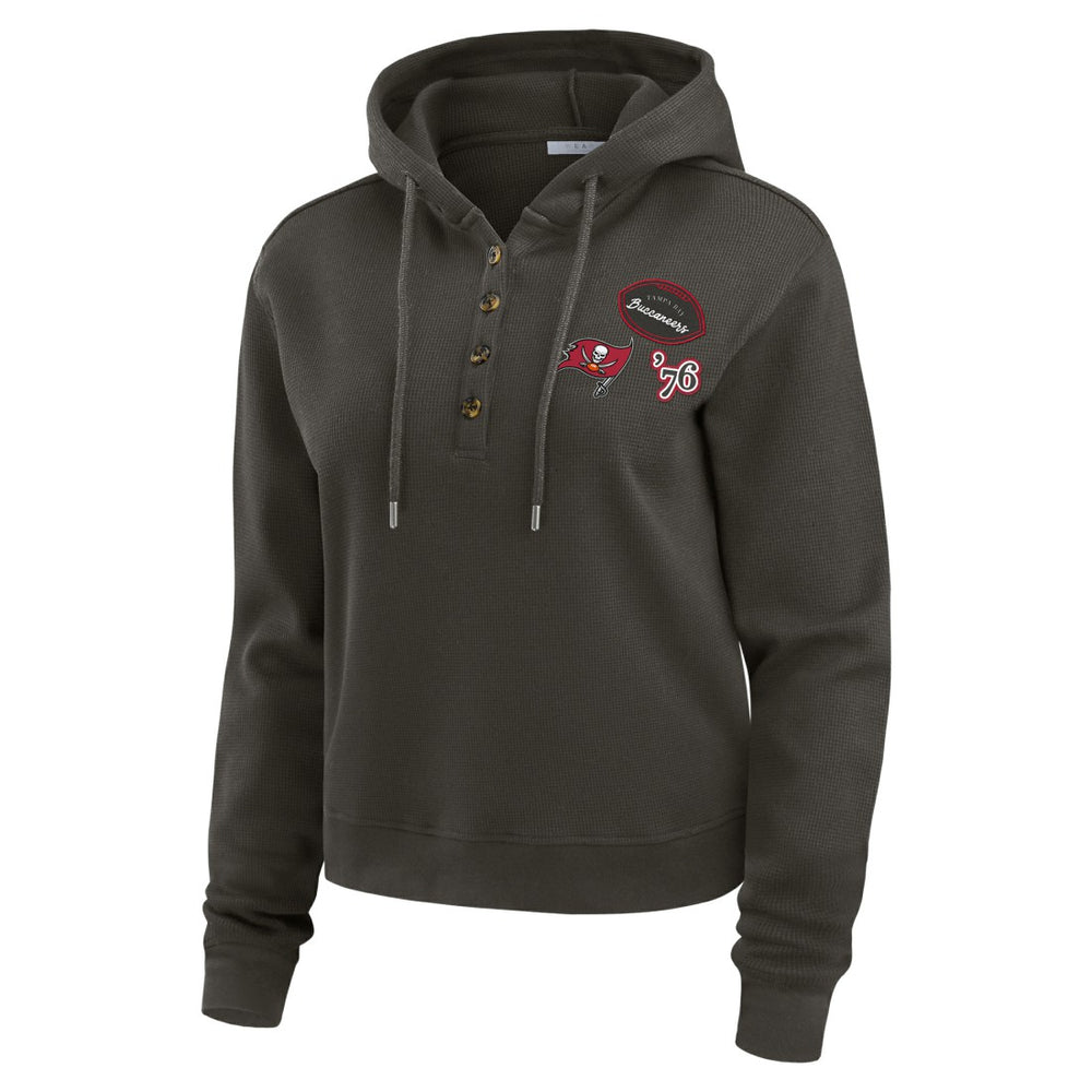 Tampa Bay Buccaneers WEAR by Erin Andrews Women's Waffle Hoodie Pullover Top - Pewter - NFL
