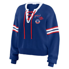 Buffalo Bills WEAR by Erin Andrews Women's Lace-Up Pullover Sweatshirt - Royal - NFL