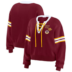 Washington Commanders WEAR by Erin Andrews Women's Lace-Up Pullover Sweatshirt - Burgundy - NFL