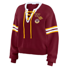 Washington Commanders WEAR by Erin Andrews Women's Lace-Up Pullover Sweatshirt - Burgundy - NFL