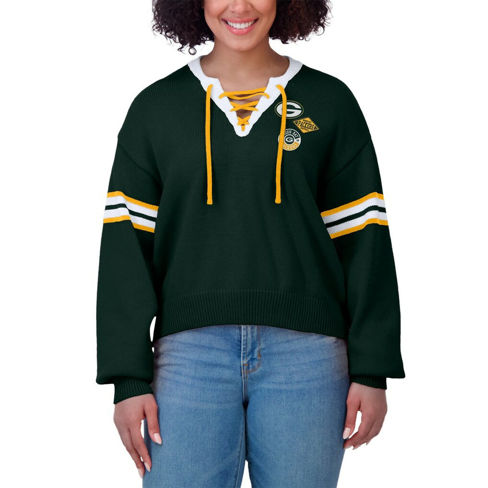 Green Bay Packers WEAR by Erin Andrews Women's Lace-Up Pullover Sweatshirt - Green - NFL
