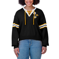 Pittsburgh Steelers WEAR by Erin Andrews Women's Lace-Up Pullover Sweatshirt - Black - NFL