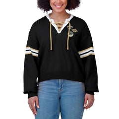 New Orleans Saints WEAR by Erin Andrews Women's Lace-Up Pullover Sweatshirt - Black - NFL