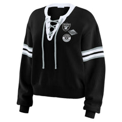 Las Vegas Raiders WEAR by Erin Andrews Women's Lace-Up Pullover Sweatshirt - Black - NFL