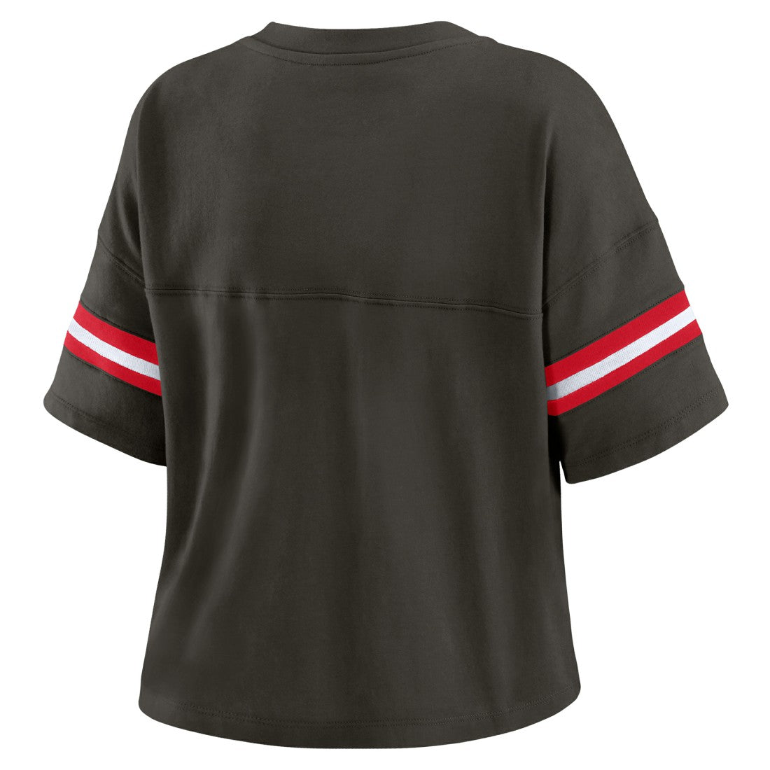 Tampa Bay Buccaneers WEAR by Erin Andrews Women's Color Block Boxy Modest Crop V-Neck T-Shirt - Orange - NFL