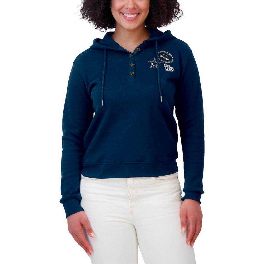 Dallas Cowboys WEAR by Erin Andrews Women's Waffle Hoodie Pullover Top - Navy - NFL