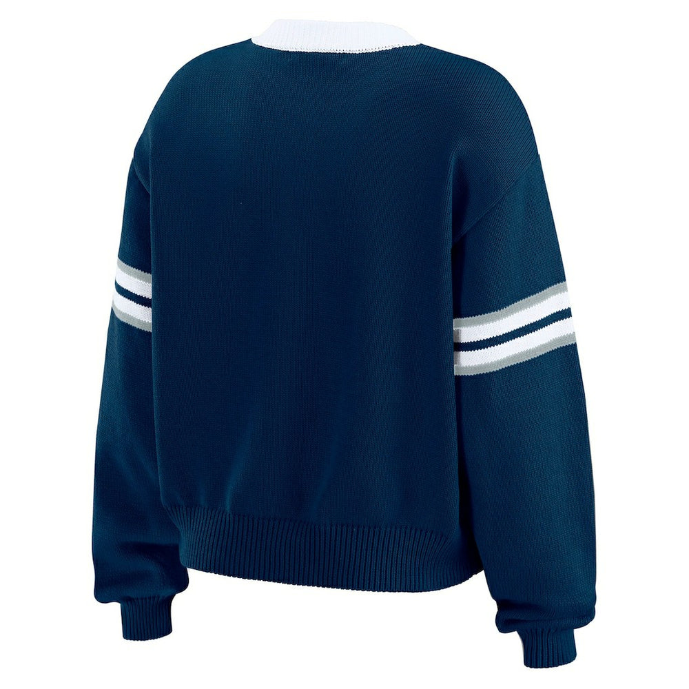 Dallas Cowboys WEAR by Erin Andrews Women's Lace-Up Pullover Sweatshirt - Navy - NFL