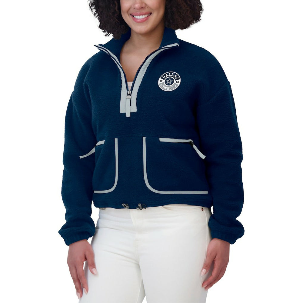 Dallas Cowboys WEAR by Erin Andrews Women's Polar Fleece Half-Zip Jacket - Navy - NFL