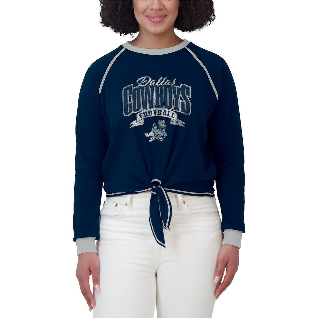 Dallas Cowboys WEAR by Erin Andrews Women's Tie-Front Long Sleeve Top - Navy/ - NFL