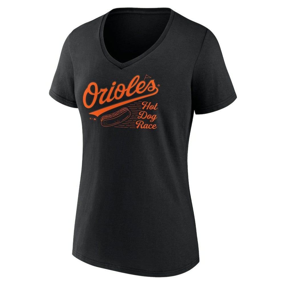 Baltimore Orioles Fanatics Women's Hot Dog Race V-Neck T-Shirt Discount