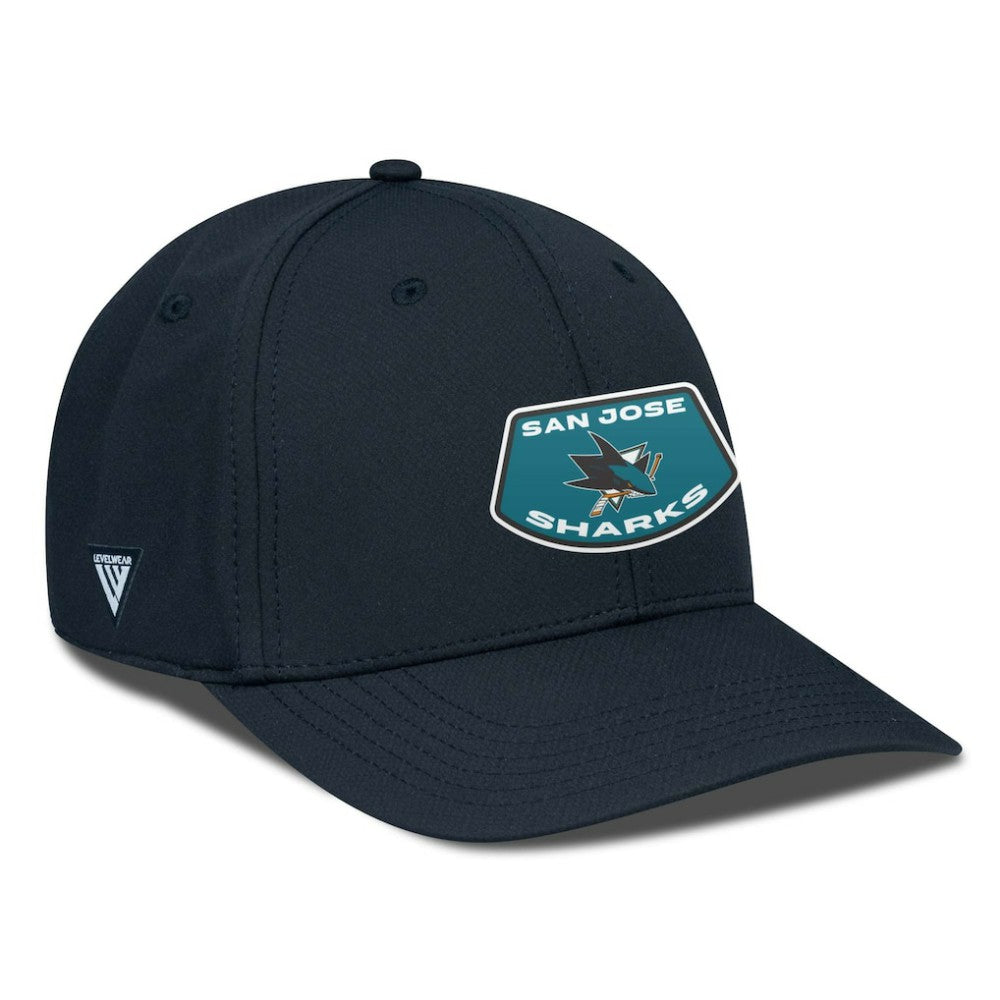 San Jose Sharks Levelwear Rise Skylight Flex Hat - Black | NHL Clearance