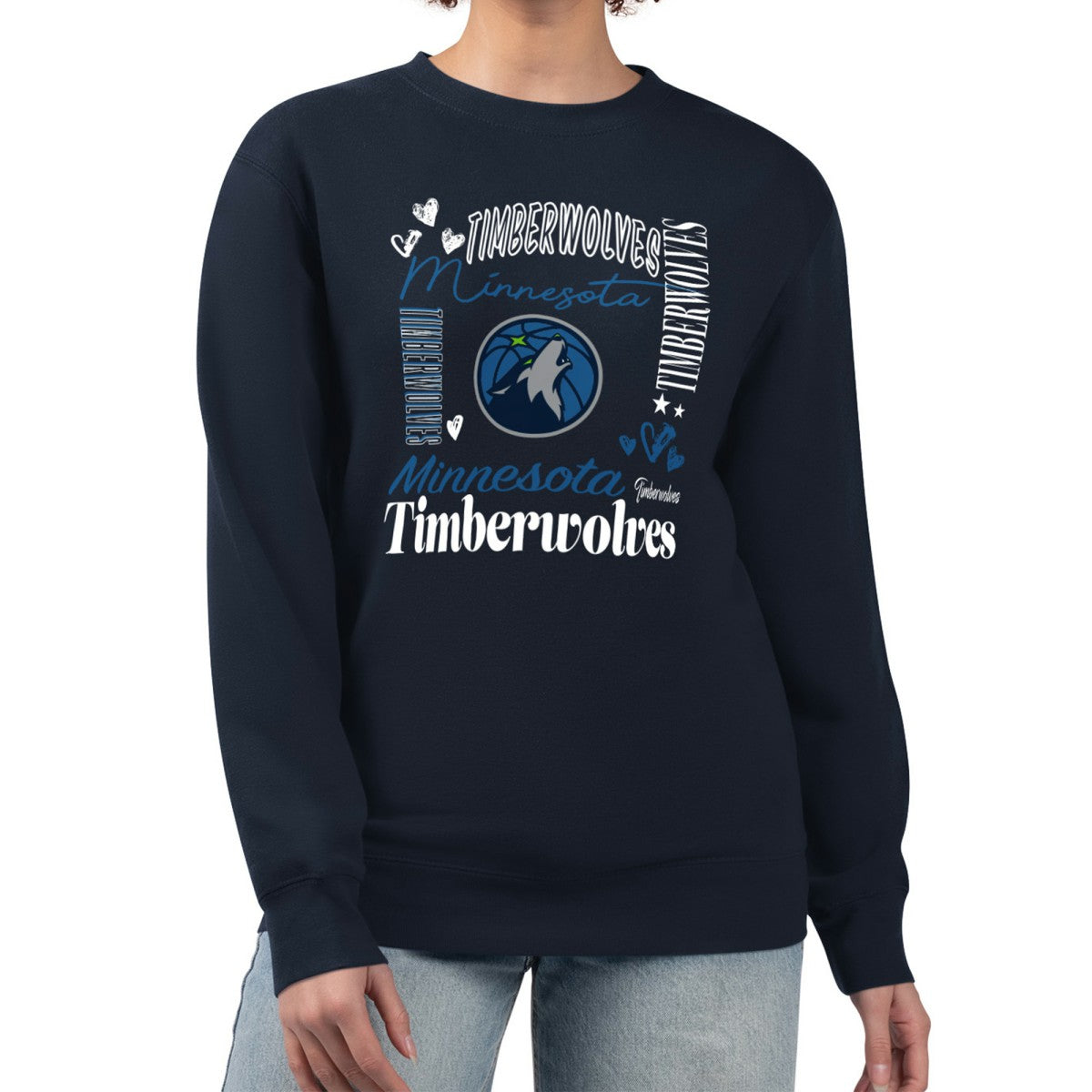 Minnesota Timberwolves G-III 4Her by Carl Banks Women's Collage Team Graphic Fleece Pullover Sweatshirt Navy