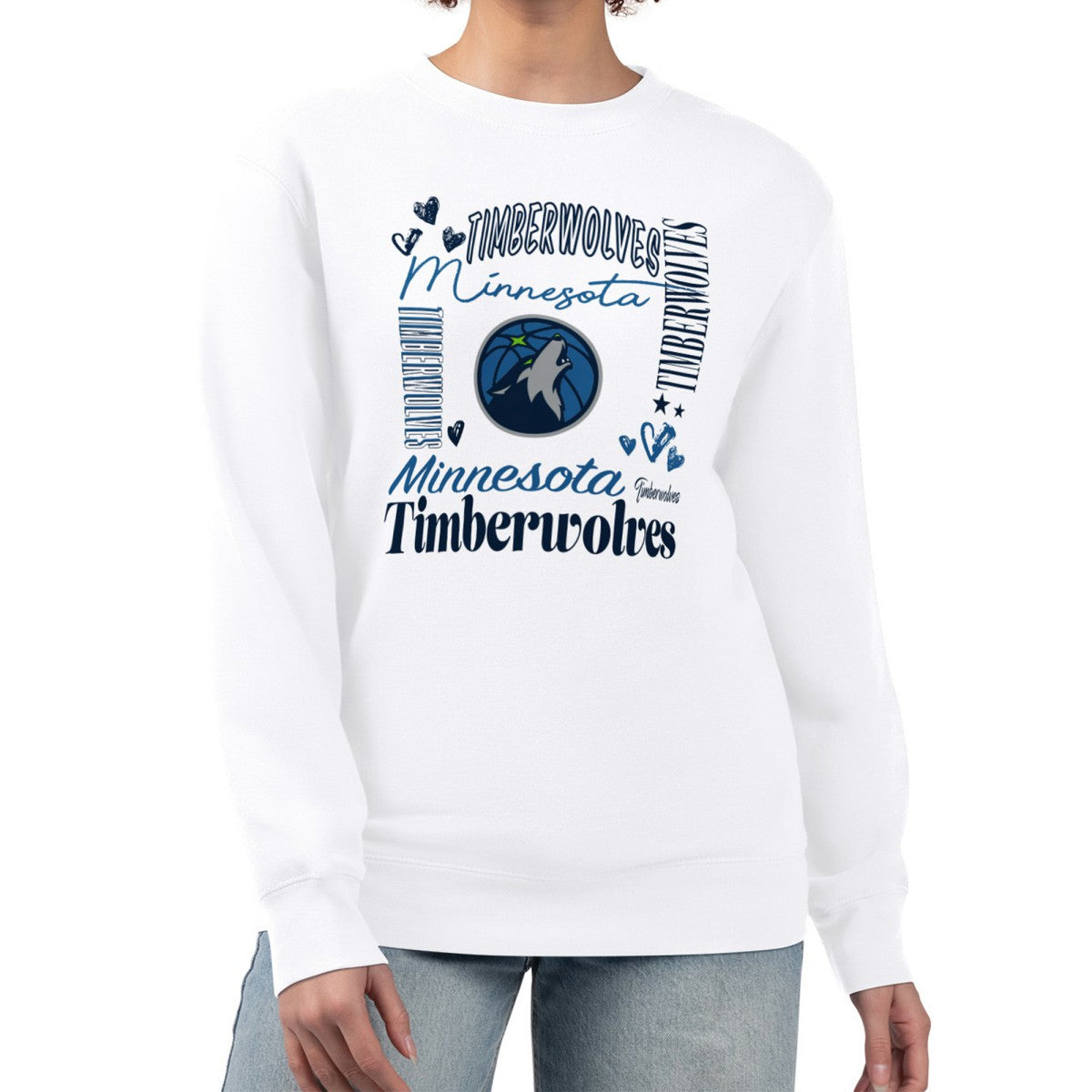 Minnesota Timberwolves G-III 4Her by Carl Banks Women's Collage Team Graphic Fleece Pullover Sweatshirt White
