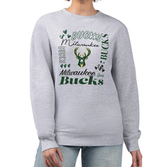 Milwaukee Bucks G-III 4Her by Carl Banks Women's Collage Team Graphic Fleece Pullover Sweatshirt Heather Gray