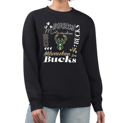 Milwaukee Bucks G-III 4Her by Carl Banks Women's Collage Team Graphic Fleece Pullover Sweatshirt Black