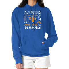 New York Knicks G-III 4Her by Carl Banks Women's Team Collage Graphic Fleece Pullover Hoodie Blue