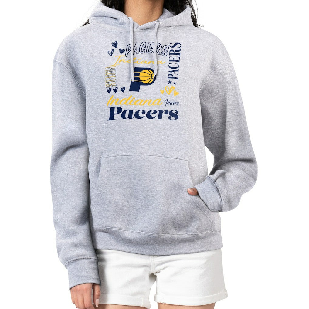 Indiana Pacers G-III 4Her by Carl Banks Women's Team Collage Graphic Fleece Pullover Hoodie Heather Gray