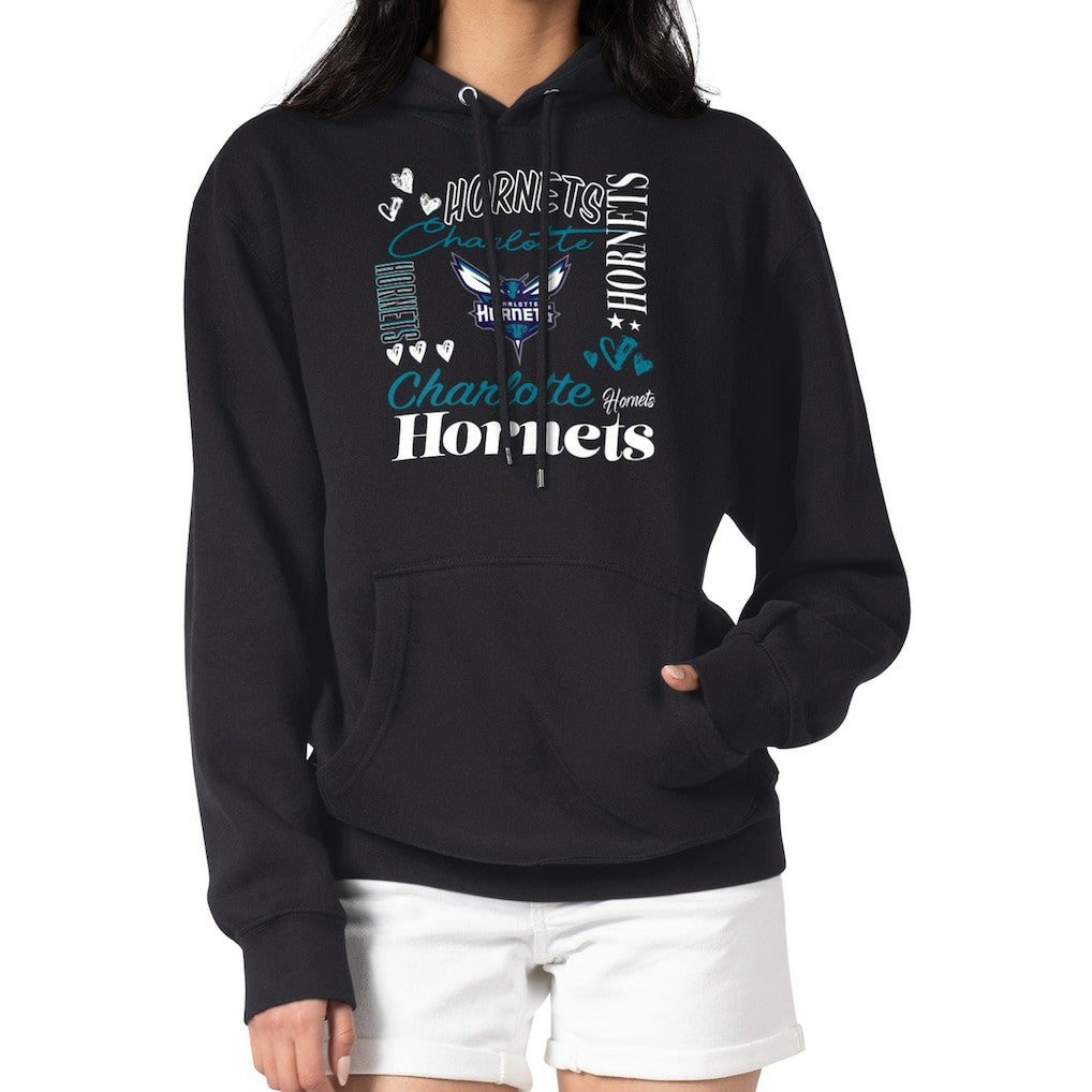 Charlotte Hornets G-III 4Her by Carl Banks Women's Team Collage Graphic Fleece Pullover Hoodie Black