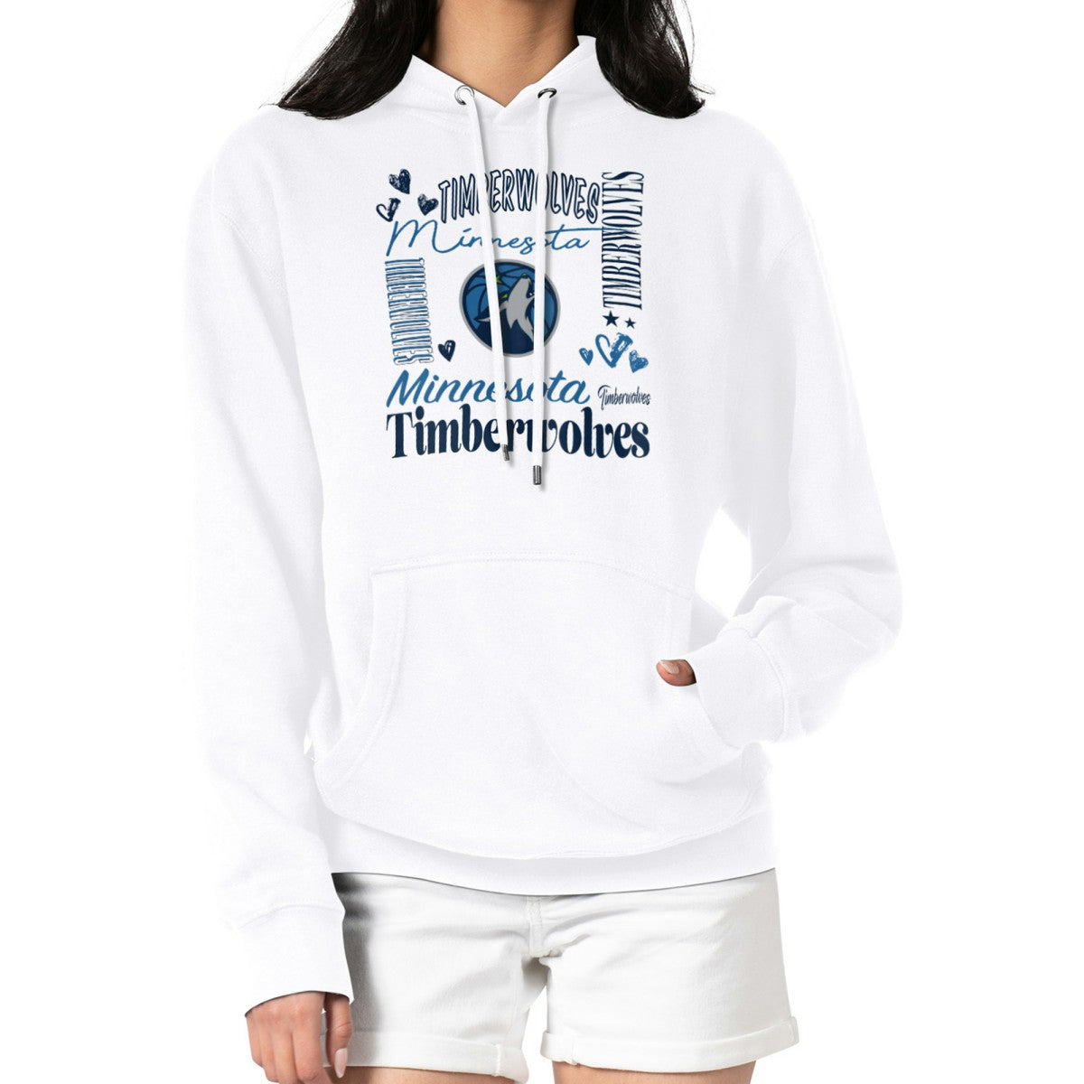 Minnesota Timberwolves G-III 4Her by Carl Banks Women's Team Collage Graphic Fleece Pullover Hoodie White