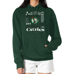 Boston Celtics G-III 4Her by Carl Banks Women's Team Collage Graphic Fleece Pullover Hoodie Green