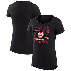 Atlanta Hawks G-III 4Her by Carl Banks Women's Super-Slim Fit Lightweight Team Name Collage Graphic T-Shirt Black