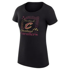 Cleveland Cavaliers G-III 4Her by Carl Banks Women's Super-Slim Fit Lightweight Team Name Collage Graphic T-Shirt Black