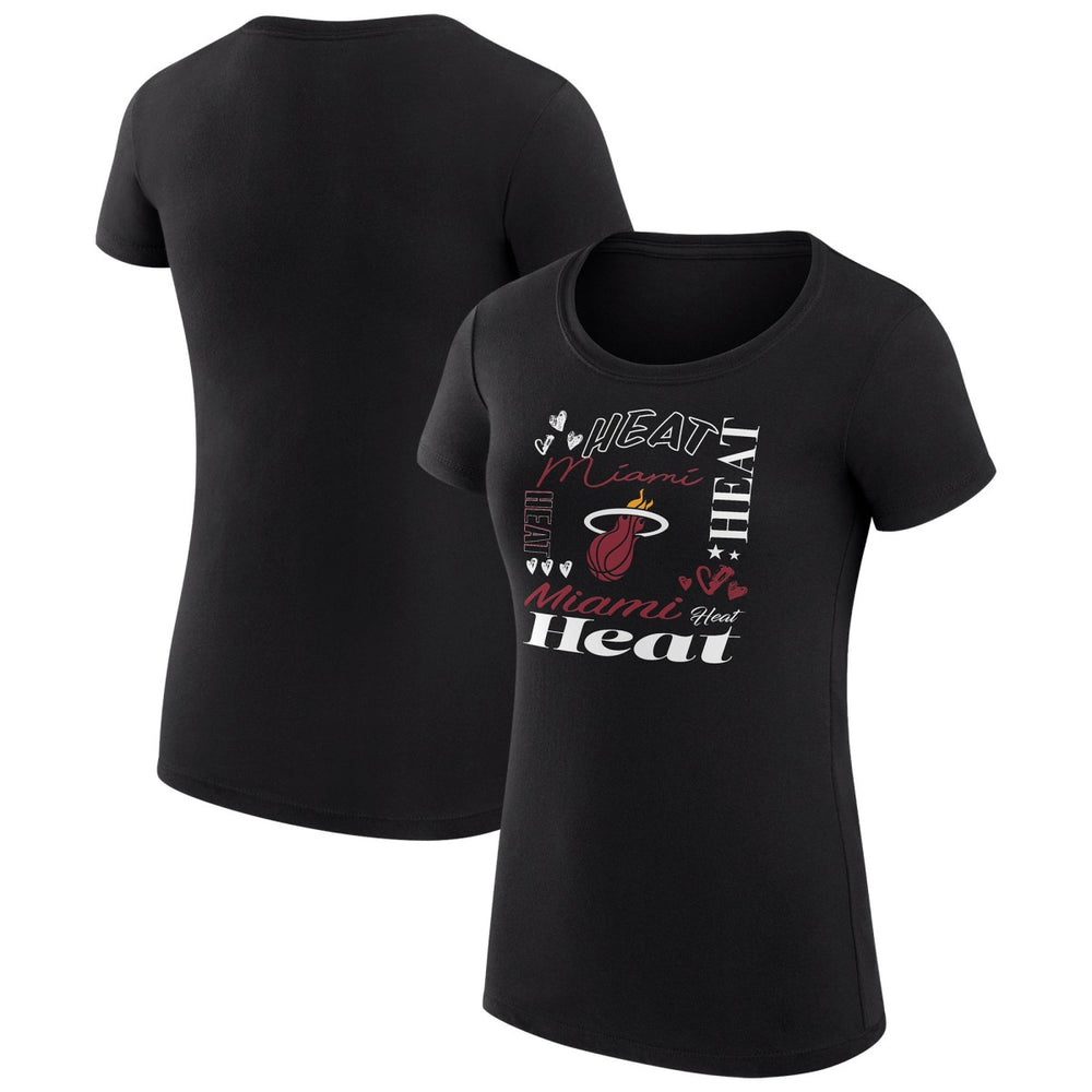 Miami Heat G-III 4Her by Carl Banks Women's Super-Slim Fit Lightweight Team Name Collage Graphic T-Shirt Black